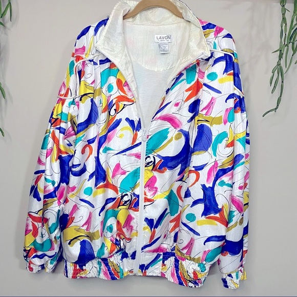 Vintage LAVON Funky Colorful Windbreaker Zip Up Jacket - Picture 3 of 13